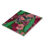 Carreau Peacocks dans le jardin rose 2 (Côté)