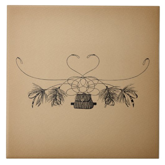 Carreau Pêche à la mouche Thème Art Vintage (Devant)