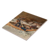 Carreau "Pêche à la truite" Art occidental de Frank Feller (Côté)