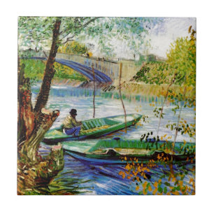 Carreau Pêche au printemps, Vincent van Gogh. Belle pêche