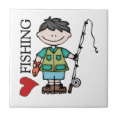 Carreau Pêche d'amour du garçon I de cheveux noirs (Devant)