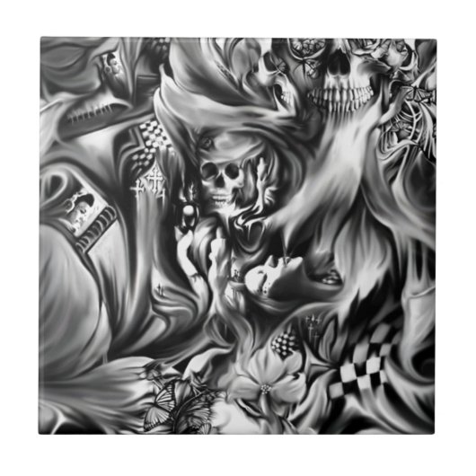 Carreau Péché et crânes de fonte de fumée (Devant)