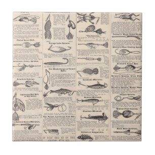 Carreau Pêche leures Publicité Pêcheur Art