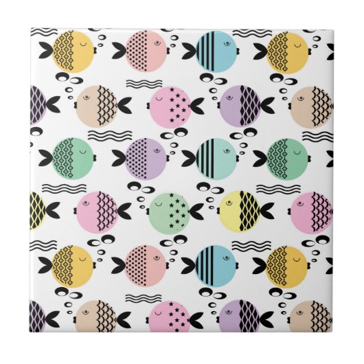 Carreau Pêche sans mer abstrait scandinave marine moderne (Devant)