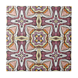 Carreau Pêcher Orange Blush Mauve Rose Violet Art Ethnique