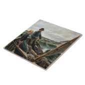 Carreau Pêcheur et fille en mer (par Albert Edelfeel) (Côté)