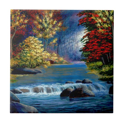 Carreau Peint Mystérieux Bois et Carrelage de rivière (Devant)