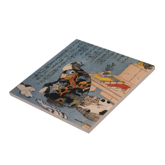 Carreau Peintre qui aime des chats, Utagawa Kuniyoshi (Côté)