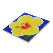 Carreau Peinture à fleurs d'Hibiscus jaune (Côté)