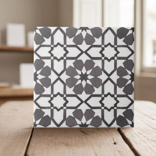 Carreau Peinture à la main noir noir blanc marocain ethnie