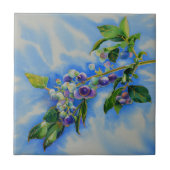 Carreau peinture à l'aquarelle de bleuet (Devant)