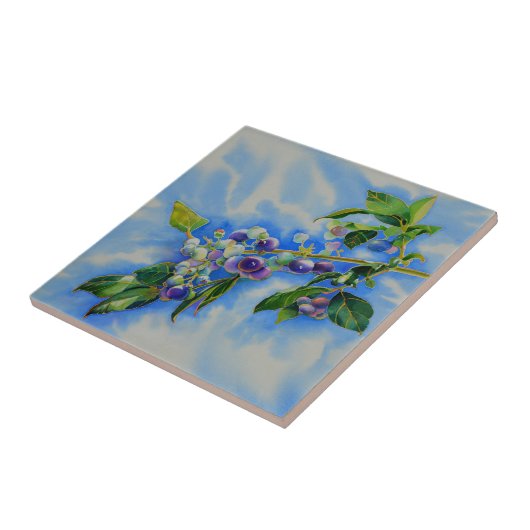 Carreau peinture à l'aquarelle de bleuet (Côté)