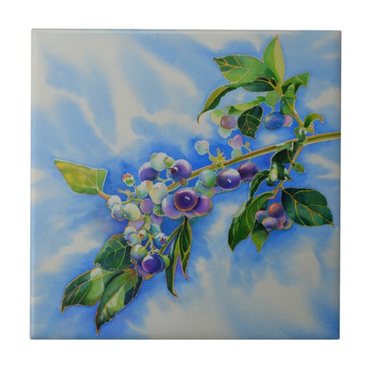 Carreau Peinture à l'aquarelle de myrtille (Devant)
