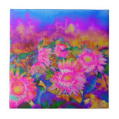 Carreau Peinture à l'aquarelle rose abstraite (Devant)