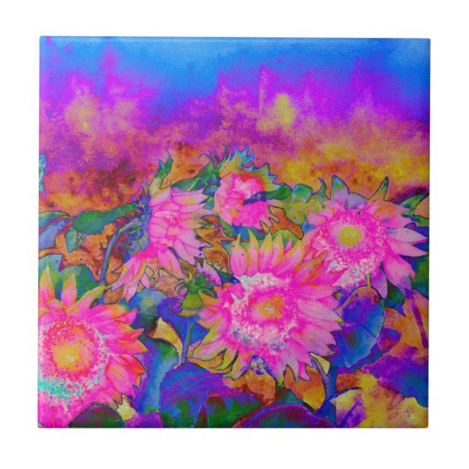 Carreau Peinture à l'aquarelle rose abstraite (Devant)