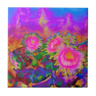 Carreau Peinture à l'aquarelle rose abstraite