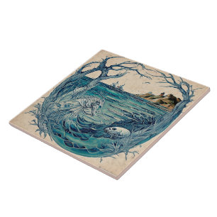 Carreau Peinture à l'huile no17 sur les paysages marins ma