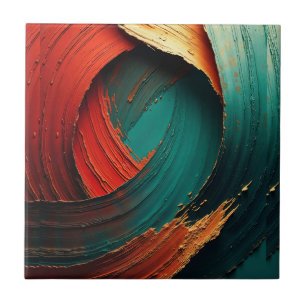 Carreau Peinture Abstraite à l'Huile Impasto Épais