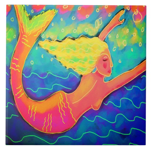 Carreau Peinture Abstraite colorée de sirène numérique (Devant)