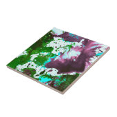 Carreau Peinture Abstraite colorée vert et violet (Côté)