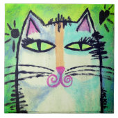 Carreau Peinture Abstraite de chats (Devant)