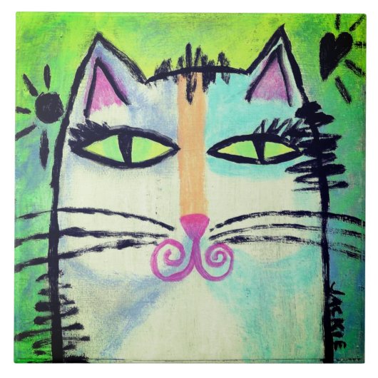 Carreau Peinture Abstraite de chats (Devant)