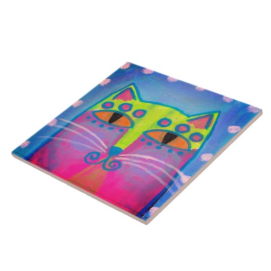 Carreau Peinture Abstraite de chats colorée (Côté)