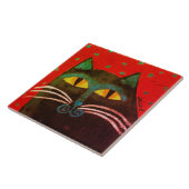 Carreau Peinture Abstraite de chats noirs (Côté)