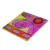 Carreau Peinture Abstraite de Fleur Rose Funky (Côté)