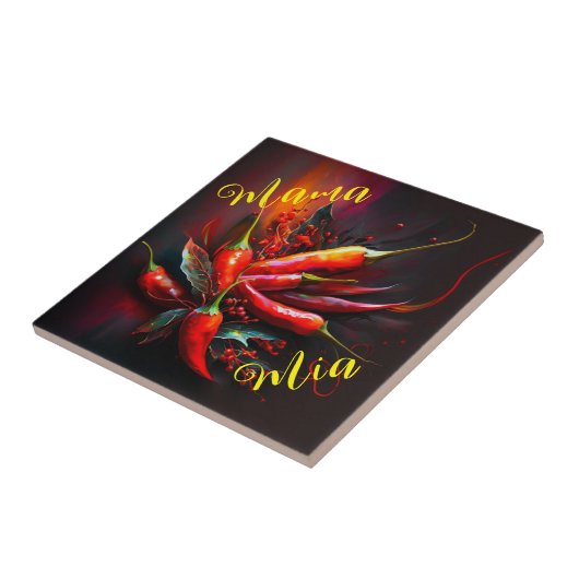 Carreau peinture Abstraite de piment rouge (Côté)