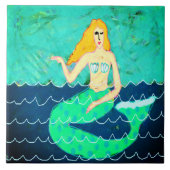 Carreau Peinture Abstraite de sirène verte (Devant)