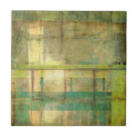 Carreau Peinture Abstraite dorée turquoise et verte<br><div class="desc">Un tableau abstrait de Jennifer Goldberger qui utilise des tons dorés turquoise et verte pour créer un sentiment chaleureux et familier. Une belle balade dans les bois au printemps ou en été donnerait quelques-unes de ces mêmes couleurs. Apportez le cadeau de la nature à votre maison en achetant cette pièce!...</div>