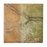 Carreau Peinture Abstraite en silhouette sur Arrière - pla<br><div class="desc">L'arrière - plan de cette peinture de Jennifer Goldberger ressemble à une table avec une fissure fourrée. Il y a aussi une silhouette abstraite d'une fleur faite en peinture blanche,  qui surplombe à peine l'arrière - plan marron.</div>