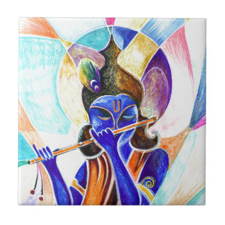 Carreau Peinture abstraite faite main de seigneur Krishna