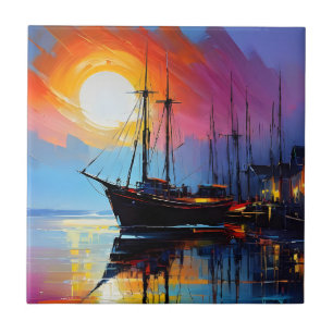 Carreau Peinture acrylique colorée à l'huile de paysage ma