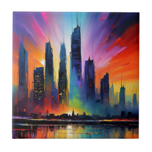 Carreau Peinture acrylique couleur Abstraite Cityscape