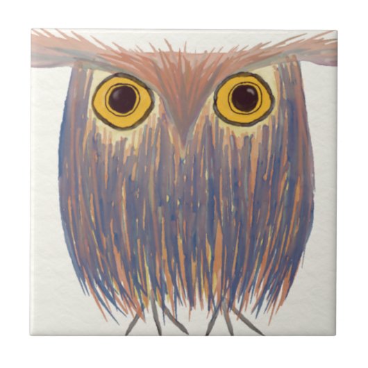 Carreau Peinture aquarelle de Chouette colorée (Devant)