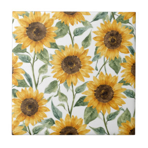 Carreau Peinture aquarelle florale jaune Tournesols