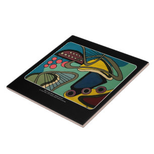 Carreau Peinture aquatique abstraite moderne de la "moitié