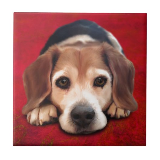 Carreau Peinture beagle Art Chien Art (Devant)