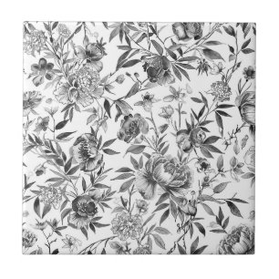 Carreau Peinture botanique florale aquarelle de chinoiseri