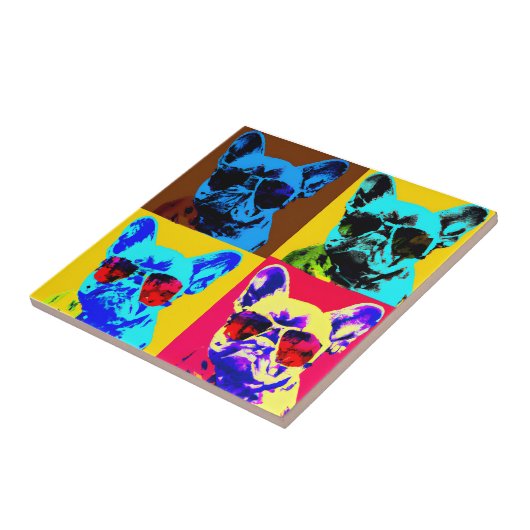 Carreau Peinture bulldog française dans le style pop art (Côté)