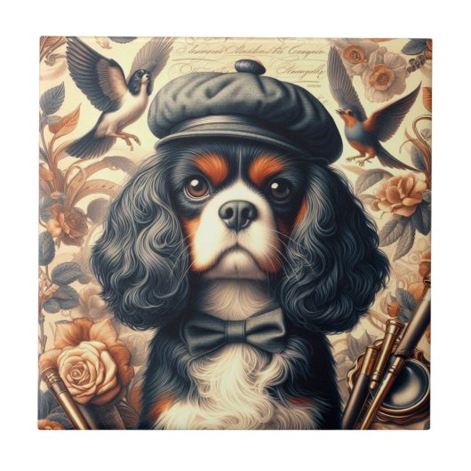 Carreau Peinture Cavalier King Charles Spaniel (Devant)