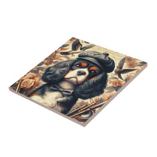 Carreau Peinture Cavalier King Charles Spaniel (Côté)