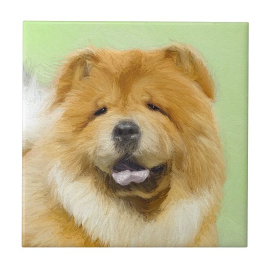 Carreau Peinture Chow Chow - Joli art original chien (Devant)