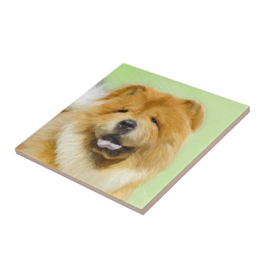 Carreau Peinture Chow Chow - Joli art original chien (Côté)