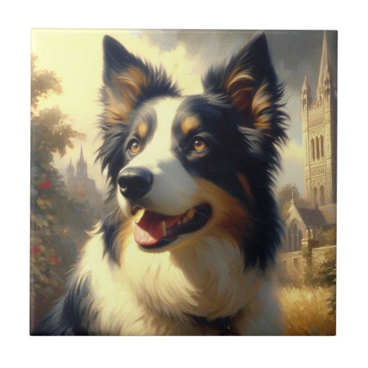 Carreau Peinture Collie vintage (Devant)