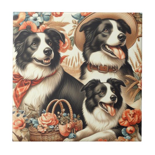 Carreau Peinture Collie vintage (Devant)