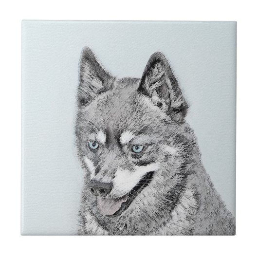 Carreau Peinture d'Alaskan Klee Kai - Art Original de Chie (Devant)