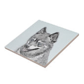 Carreau Peinture d'Alaskan Klee Kai - Art Original de Chie (Côté)